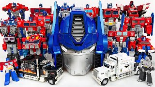 Download lagu Transformers Movie Leader: OPTIMUS PRIME vs Devastator Combiner Wars - Robot Truck Car Toys Animated mp3