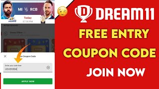 dream11 coupon code today  dream11 coupon code  dream11 free entry || MI vs RCB