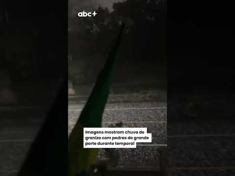 Imagens mostram chuva de granizo com pedras de grande porte durante temporal