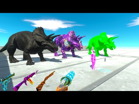 FPS AVATAR vs 3x TRICERATOPS DEATH RUN - Animal Revolt Battle Simulator ARBS