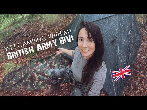 Wet Camping with my British Army Bivi 🌧️ Heavy Rain, Thunder & Badger