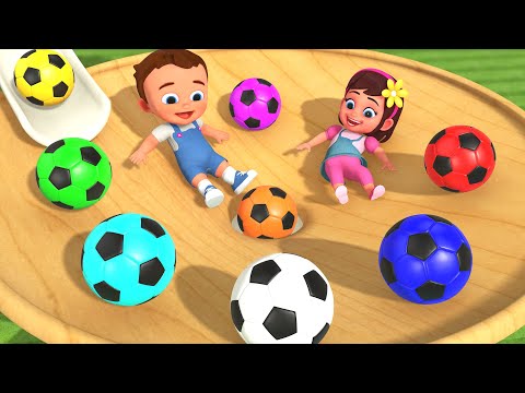 Learn Colors for Children with Little Babies Fun Play Soccer Balls Sliding Wooden ToySet 3D Kids Edu