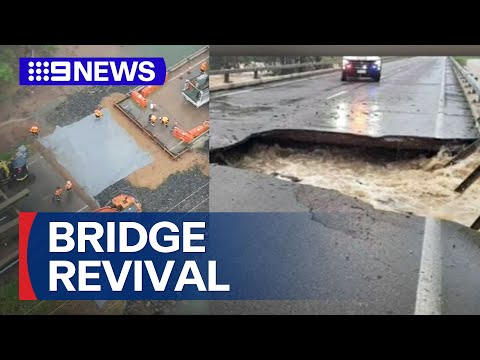Bridge reopens after Queensland floods | 9 News Australia