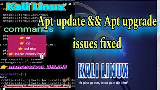 Temporary failure resolving ' http.kali.org' __💯 fixed issues | Kalin Linux._ apt update Error fixed