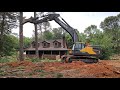 Using The Big Volvo 350 Excavator To Take Down The Massive Pines