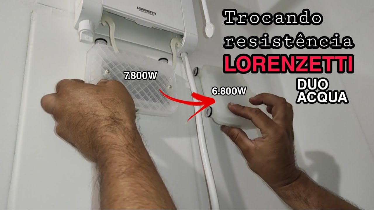 Como trocar a resistência chuveiro acqua duo Lorenzetti 220 V, resistência de 7500W por 6800W