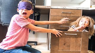 Blindfold Hide & Seek in Dad's OFFICE