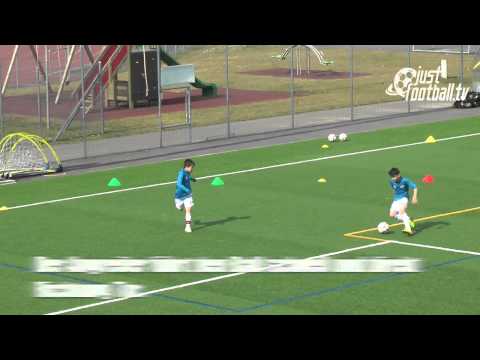 Zweikampfschulung   1 gegen 1 mit Gegner seitlich   Der Doppelweg