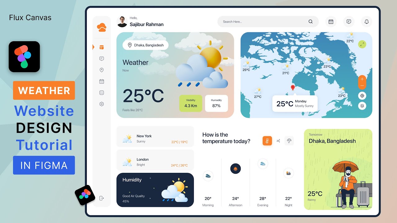Weather Website UI Design in Figma 🌤️ | Modern Web Design Tutorial for Beginners
