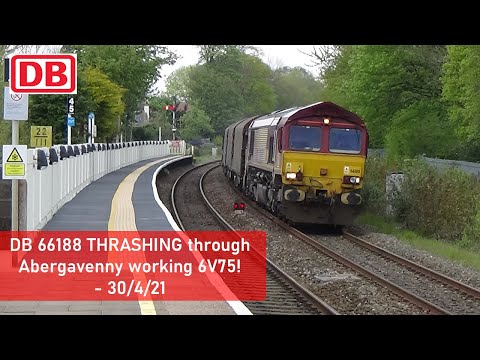 DB 66188 THRASHING through Abergavenny working 6V75! - 30/4/21