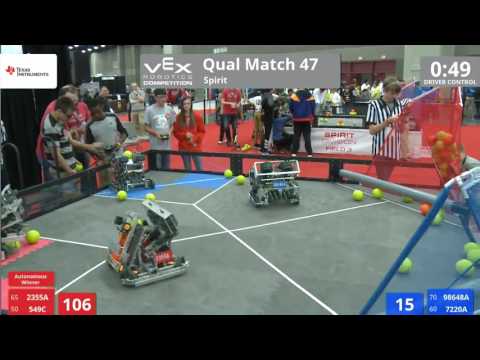 VEX Worlds 2016 - VRC Middle School - Spirit - Qual 47 (2355A 549C) 168 vs 66 (98648A 7220A)