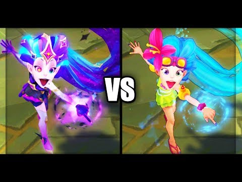 Star Guardian Zoe vs Pool Party Zoe Epic Skins Comparison (League of Legends)