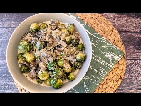 Keto: Creamy Brussels Sprouts With Mushrooms