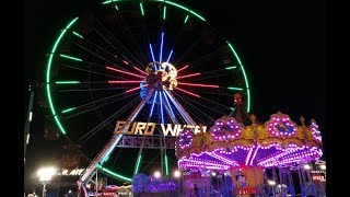 Night Amusement Park - Family vlog / Euro Wheel funfair, carnival games and fair rides