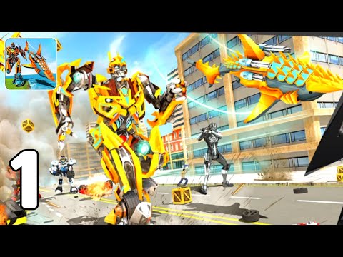 Shark Robot Transformation Game Robot War - Air Robot Shark Part 1 (Android GamePlay Walkthrough)