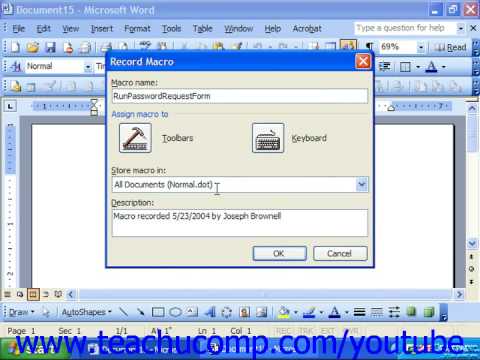 Word 2003 Tutorial Creating Macros Microsoft Training Lesson 29.2
