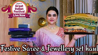 Amazon upto 80% off Festive Saree & Jewellery set haul @PoojaRikichoyal 