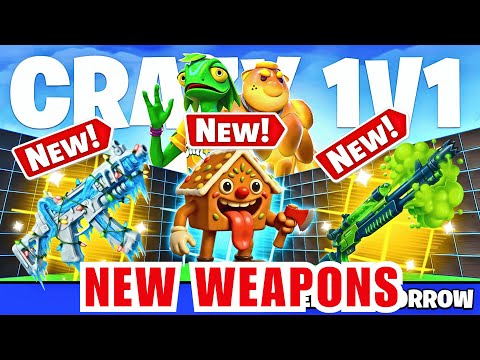 NEW WEAPONS CRAZY 1V1 FFA ALL GUNS & RIDES MAP FORTNITE (PART 45)