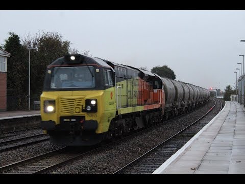 Colas Rail Freight 70813 Passes Dawlish Werren - 18/10/17