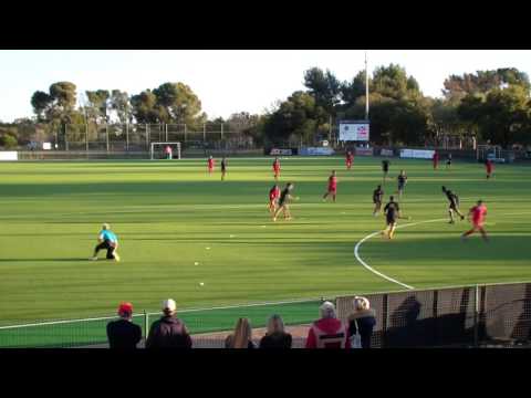 Hockey umpire takes a tumble.....