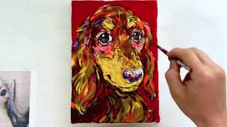 ダックスフンドの描き方｜愛犬ペット動物うちのこを描く｜アクリル絵の具｜絵画教室　#howtodraw