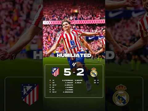 Atlético Crush Real Madrid 5-2 in Thrilling Derby 🤯 #atleticomadrid #realmadrid #alvarez #shorts