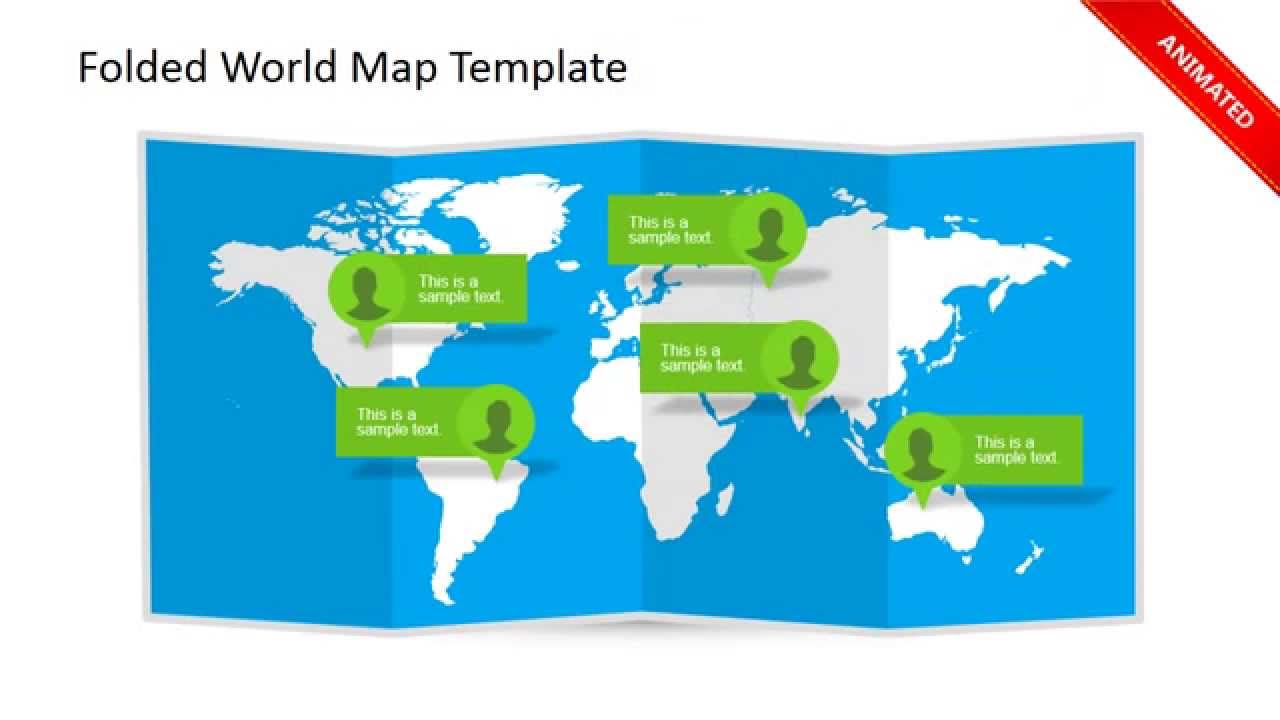 Animated 3D Folded World Map PowerPoint Template