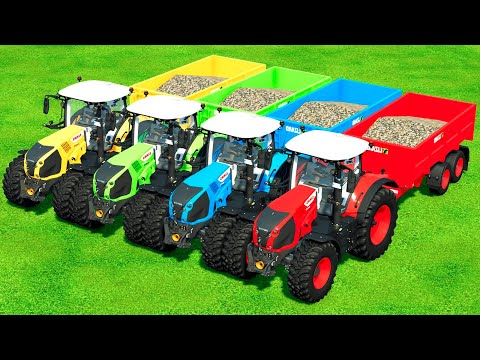 LOAD & TRANSPORT STONES WITH CLAAS COLORED TRACTORS - Farming Simulator 22
