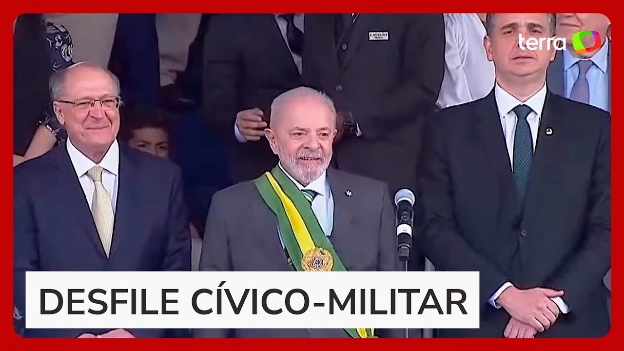 Sem Janja, Lula participa de desfile de 7 de setembro e é cumprimentado por Moraes e Barroso