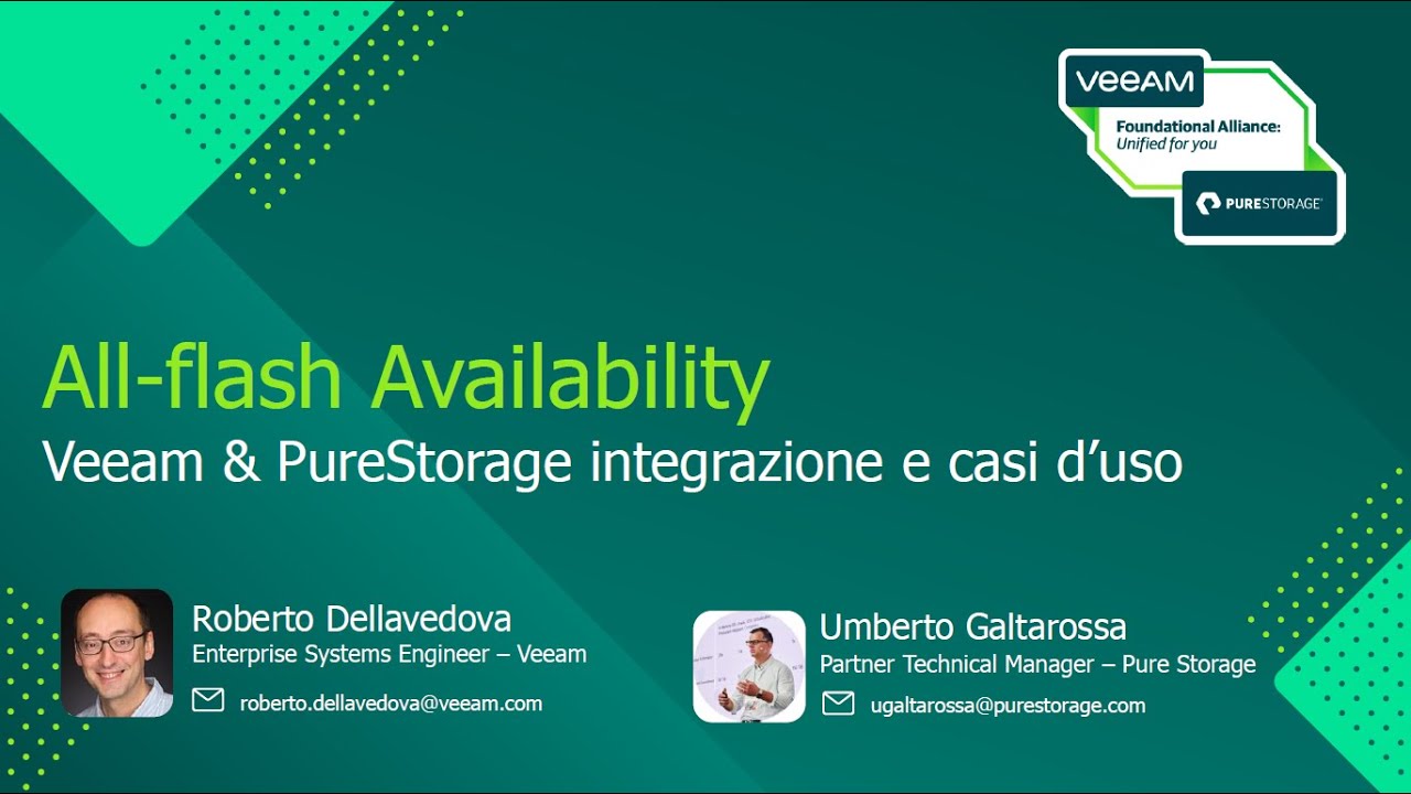 All-flash Availability Veeam e Pure Storage: integrazione e casi d'uso video