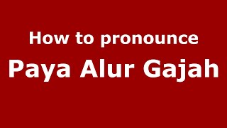 How to pronounce Paya Alur Gajah