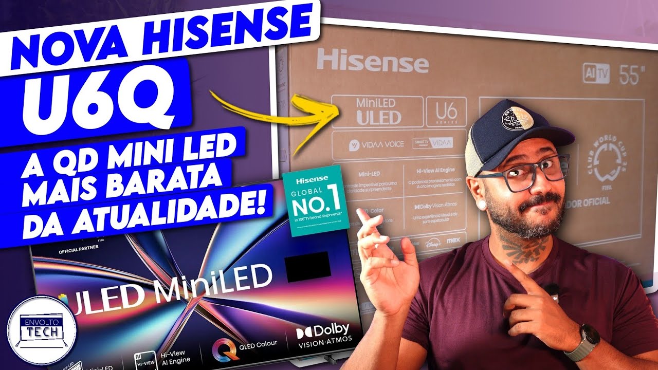 Miniatura da avaliação em vídeo de Smart TV Hisense 65U7QG 4K 144Hz Mini LED