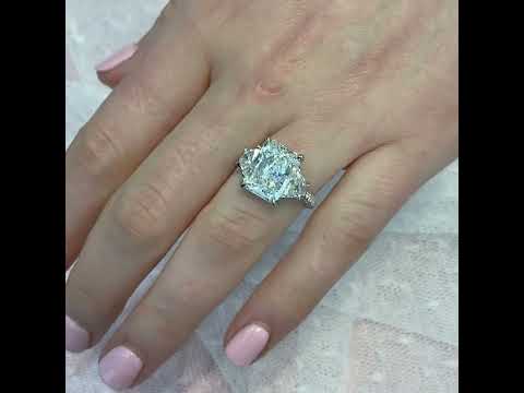 3.7 Carat Radiant Cut Diamond Three-Stone Engagement Ring