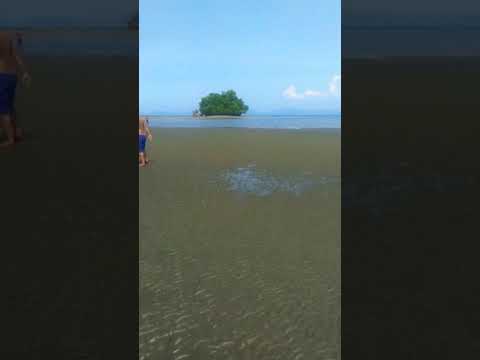 Walking in the sea to a small island with my boyfriend
