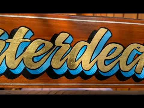 Hand Painted Gold Leaf Wooden House SIgn