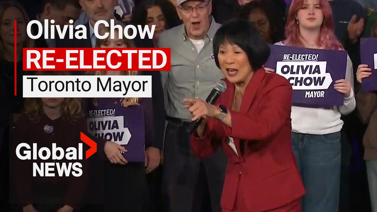 Video: Olivia Chow re-elected Toronto mayor with 54% of vote, renews affordability pledges