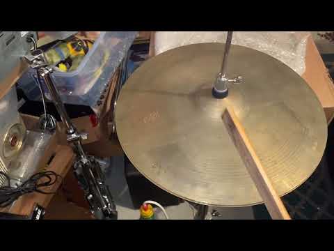 1950's A. Zildjian 14" Small Stamp Hi-Hat Cymbals 708g/731g image 4