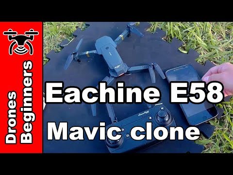 Eachine E58 720P Folding FPV Camera Drone Review Test in English