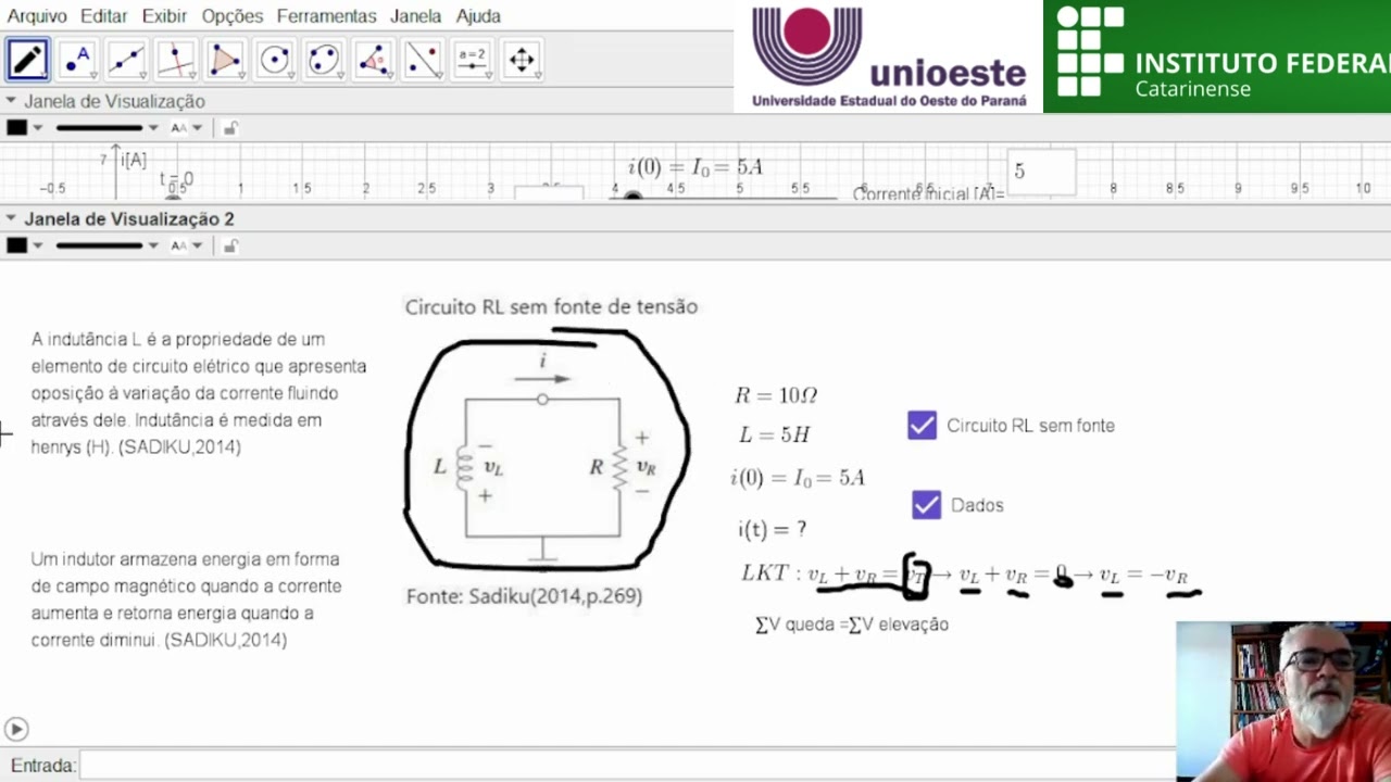Função Corrente Elétrica de um Indutor em um Circuito RL em série no processo de fornecer energia.