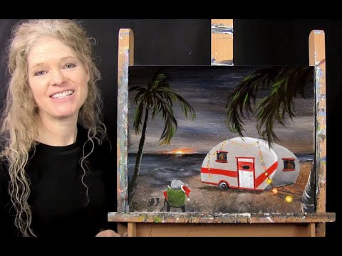Learn How to Paint SANTA'S DAY OFF with Acrylic - Paint and Sip at Home - Fun Step by Step Tutorial