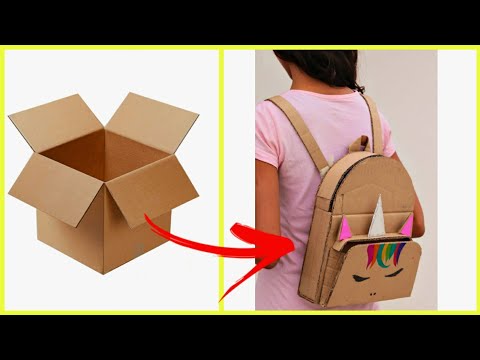 Diy Unicorn bag from cardboard || How  to make cardboard bag at home