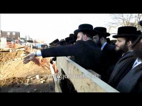 R' Aharon Mordechai Rokeach Of Belz Visiting Construction Site Of The New Talmud Torah  - Teves 5774