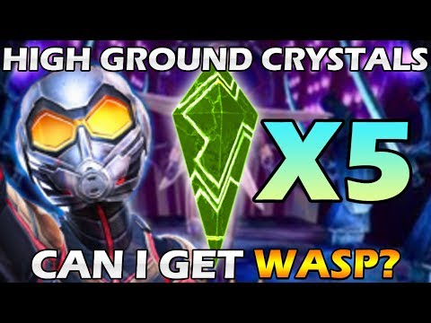 Wasp Crystal Opening - 5x High Ground Crystals + Grandmaster - Marvel Contest Of Champions