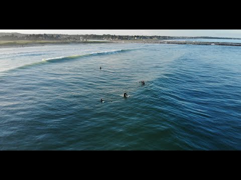 Drone footage of Wells Beach and surfing