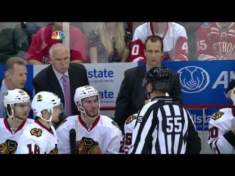 Scrum in 1st, Andrew Shaw, Bryan Bickell May 20 2013 Chicago Blackhawks vs Detroit Red Wings NHL