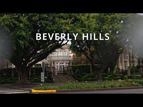 Driving in Rain, Brentwood to Holmby Hills, Beverly Hills, Los Angeles, CA