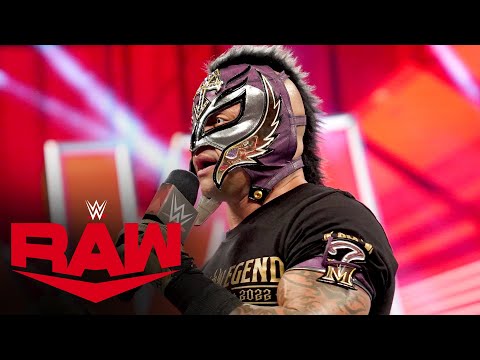 Rey Mysterio gives an emotional address during his 20th Anniversary Celebration: Raw, July 25, 202..