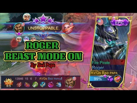 Roger unstoppable beast. Carry team gameplay. Mobile legends MLBB