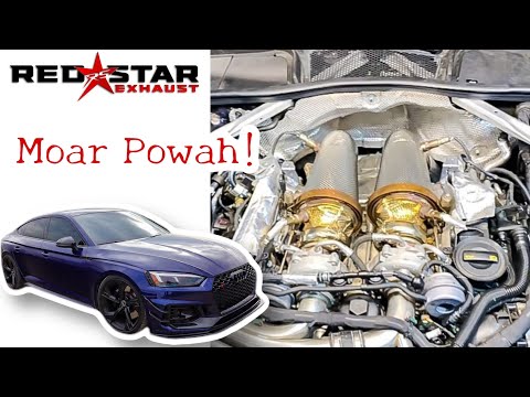 Audi RS5 Redstar Downpipe Install, Cold Start, And Rev