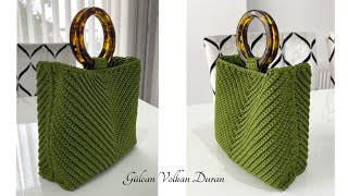 ÇOOOK FARKLI 🤩 MUTLAKA DENEMELİSİNİZ 💚 POLYESTER MAKROME İP İLE ÖRGÜ ÇANTA YAPIMI